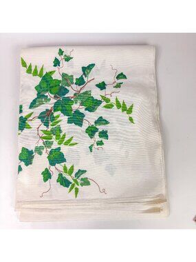 Vintage Wilendur Botanical Green Ivy Cotton Tablecloth 52 x 66